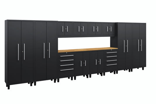 Core Plus Series 14pc Cabinet Set with Base, Tool Drawer, Wall Cabinets and 30" Lockers