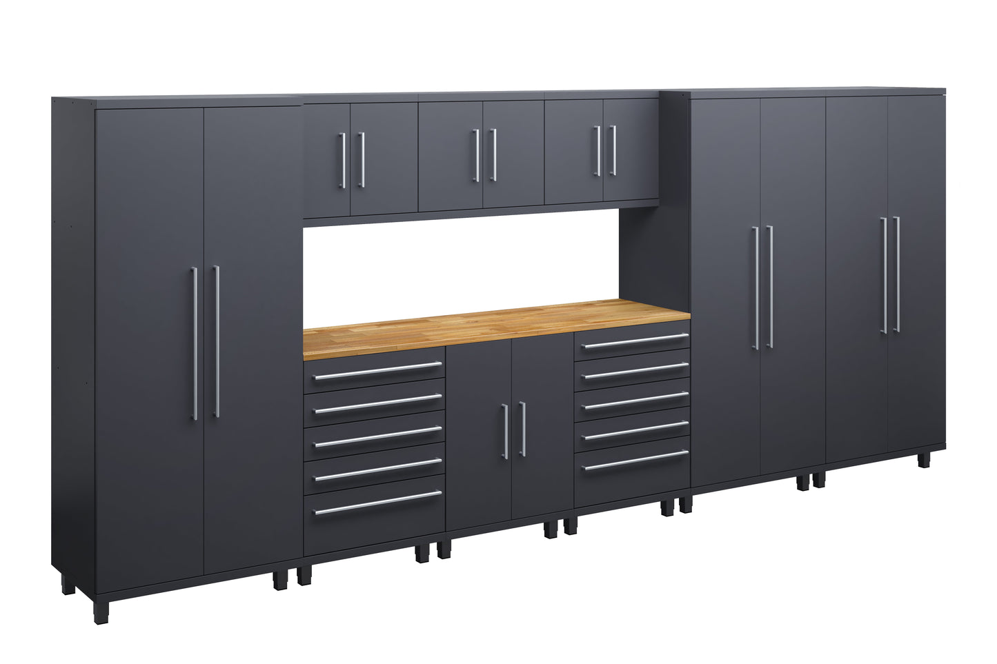Prestige Series 10pc Cabinet Set with Base, Tool Drawer, Wall Cabinets and 36" Lockers