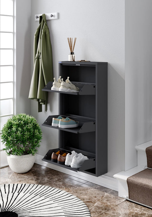 Metal Shoe Cabinet, Wall-Mountable, 3–5 Tier Storage, Multiple Ventilation Options - AYK Series