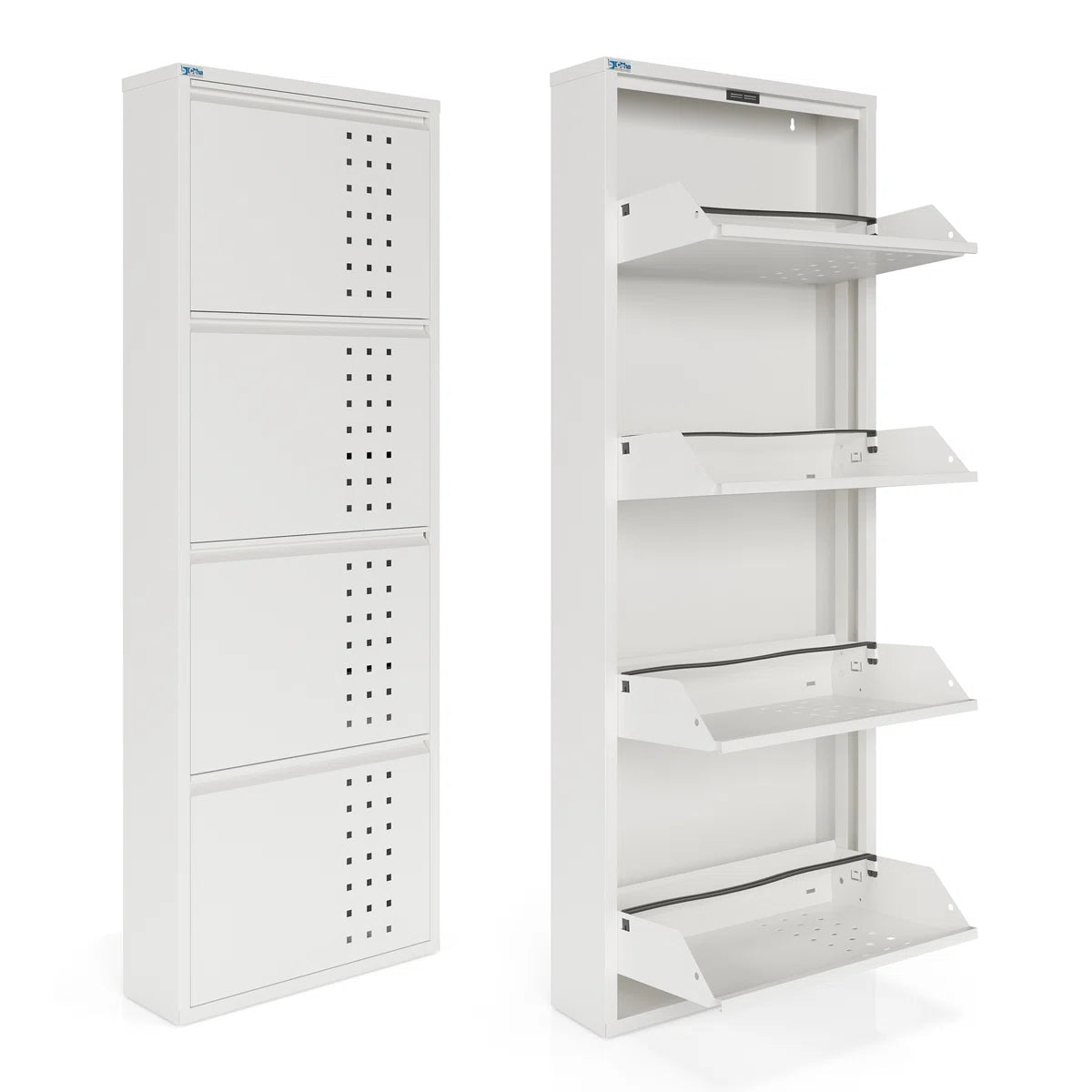 Antibacterial 4 Tier metal shoe cabinet front holes