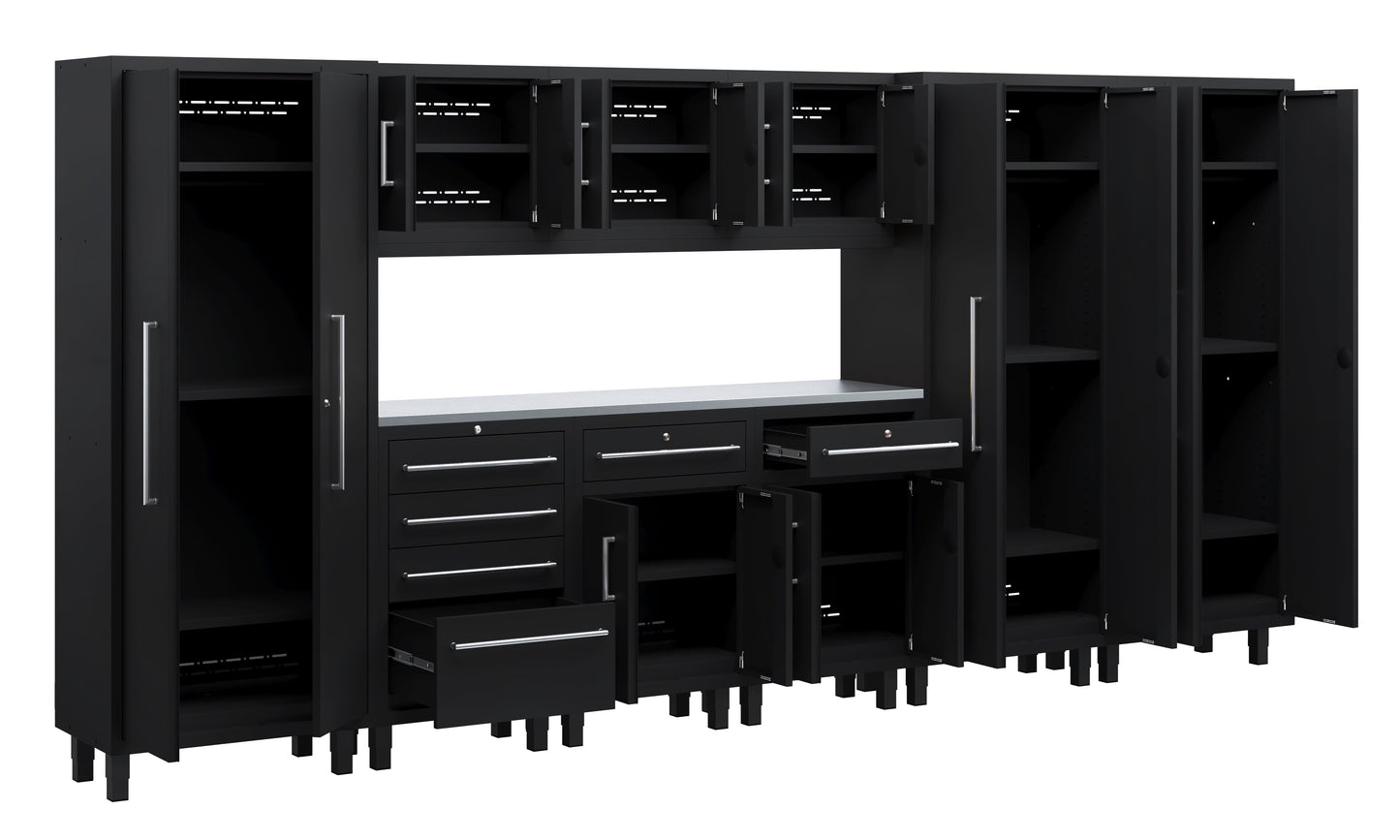 Core Plus Series 10pc Cabinet Set with Base, Split, Tool Drawer, Wall Cabinets and 30" Lockers
