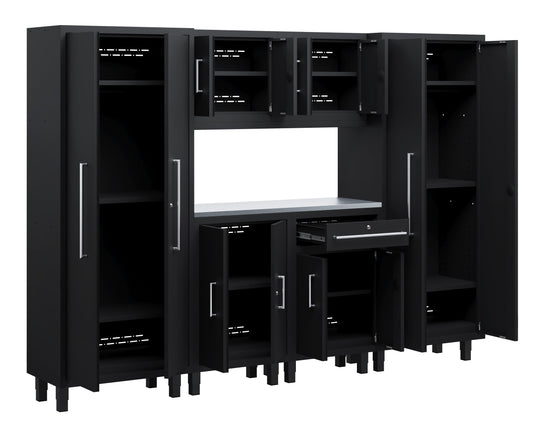 Core Plus Series 7pc Cabinet Set with Base, Split, Wall Cabinets and 30" Lockers