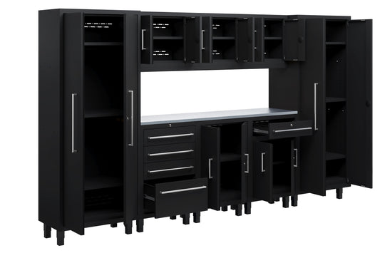 Core Plus Series 9pc Cabinet Set with Base, Tool Drawer, Split, Wall Cabinets and 30" Lockers