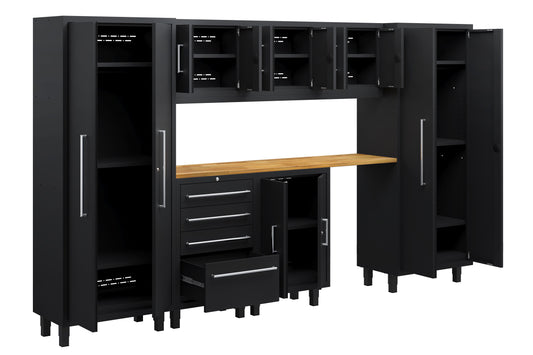 Core Plus Series 8pc Cabinets Set with Base, Tool, Wall Cabinets and 30" Lockers