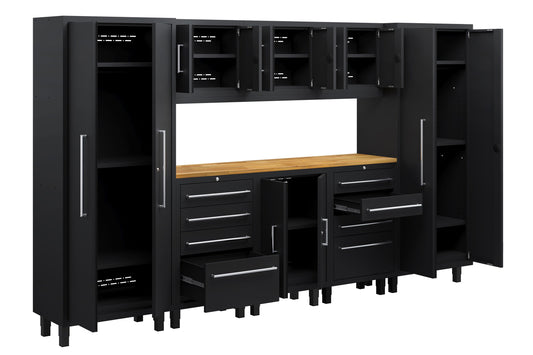 Core Plus Series 9pc Cabinet Set with Base, Tool Drawers, Wall Cabinets and 30" Lockers