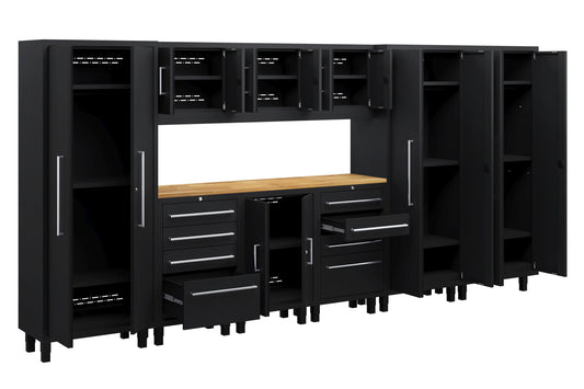 Core Plus Series 10pc cabinet set with Base, Tool Drawer, Wall and 30" Locker Cabinets