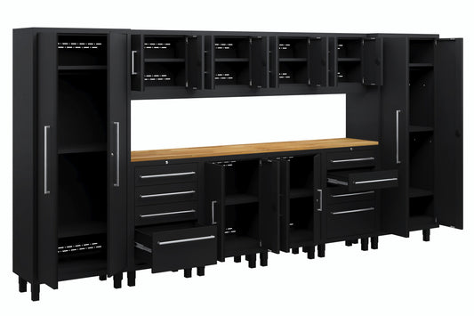 Core Plus Series 12pc Cabinet Set with Base, Tool Drawer, Wall Cabinets and 30" Lockers