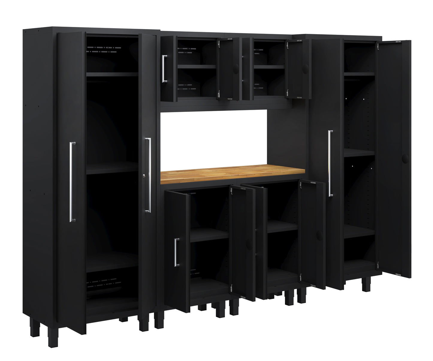 Core Plus Series 7pc Cabinet Set with Base, Wall Cabinets and 30" Lockers