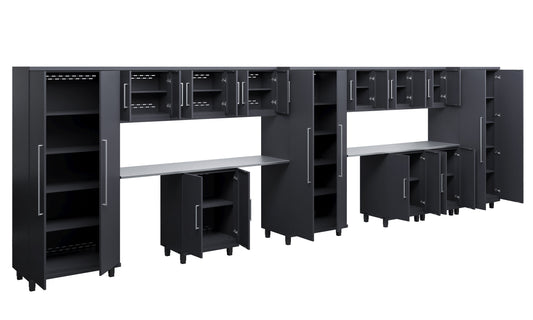 Prestige Series 14pc Cabinet Set with Base, Wall Cabinets and 36" Lockers