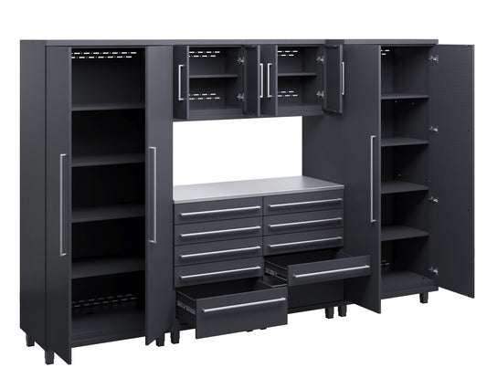 Prestige Series 7pc Cabinet Set with Tool, Wall Cabinets and 30" Lockers