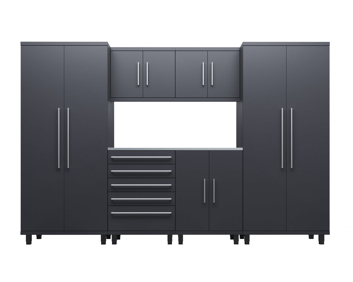 Prestige Series 7pc Cabinet Set with Base, Tool, Wall Cabinets and 36" Lockers