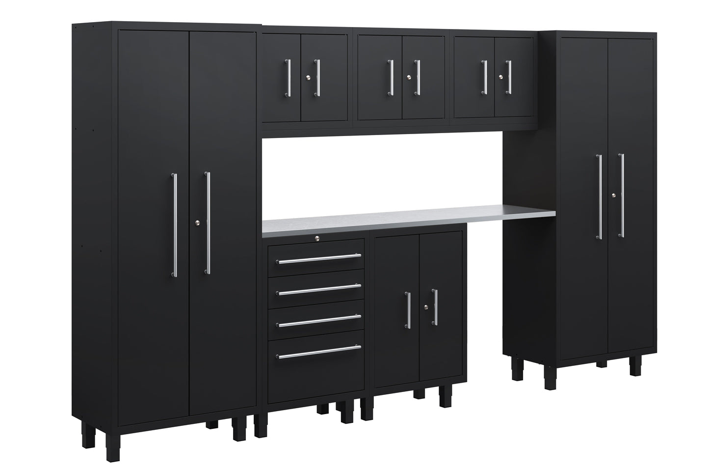 Core Plus Series 8pc Cabinets Set with Base, Tool, Wall Cabinets and 30" Lockers