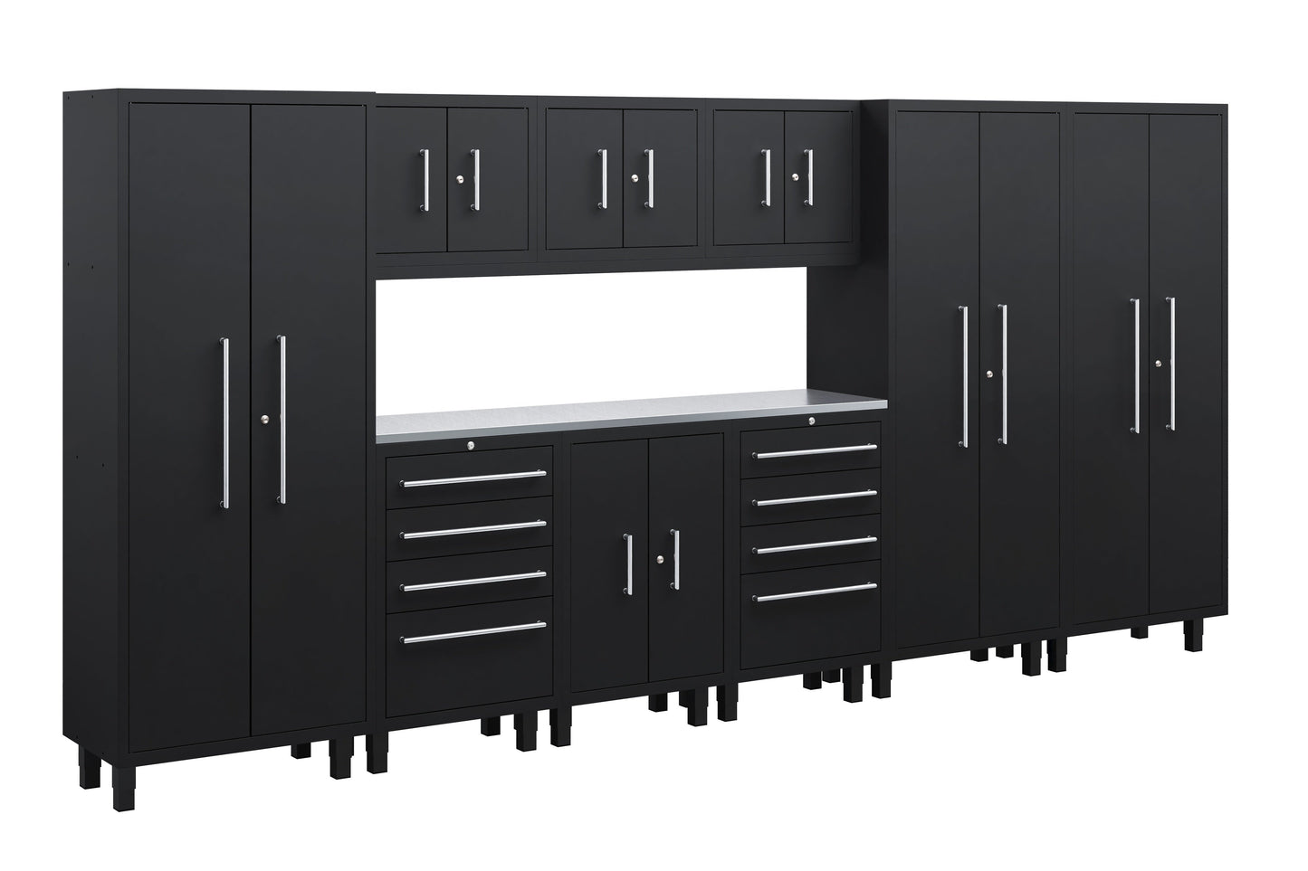 Core Plus Series 10pc cabinet set with Base, Tool Drawer, Wall and 30" Locker Cabinets