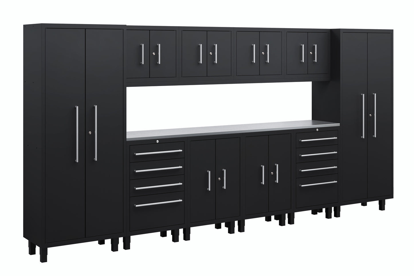 Core Plus Series 12pc Cabinet Set with Base, Tool Drawer, Wall Cabinets and 30" Lockers