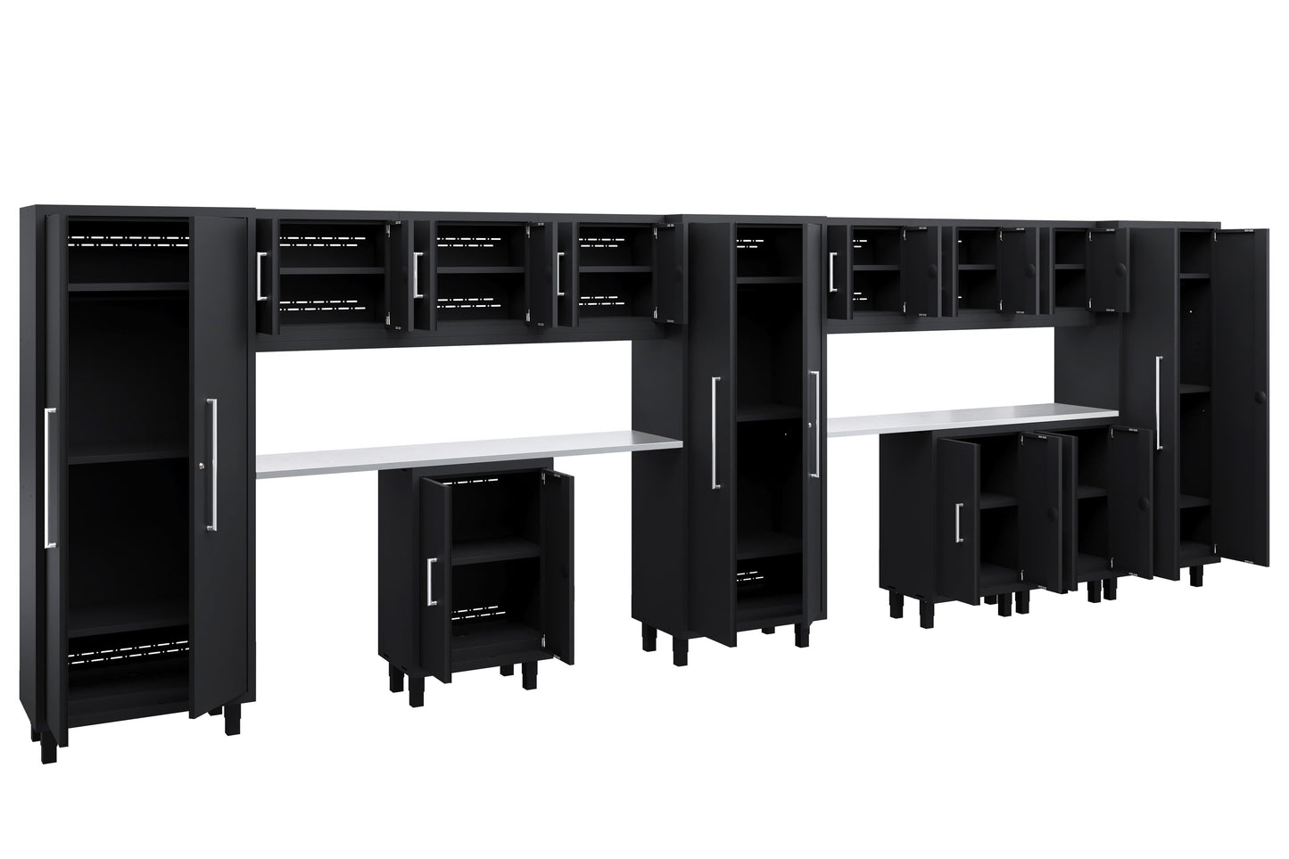 Core Plus Series 14pc Cabinet Set with Base, Wall Cabinets and 30" Lockers