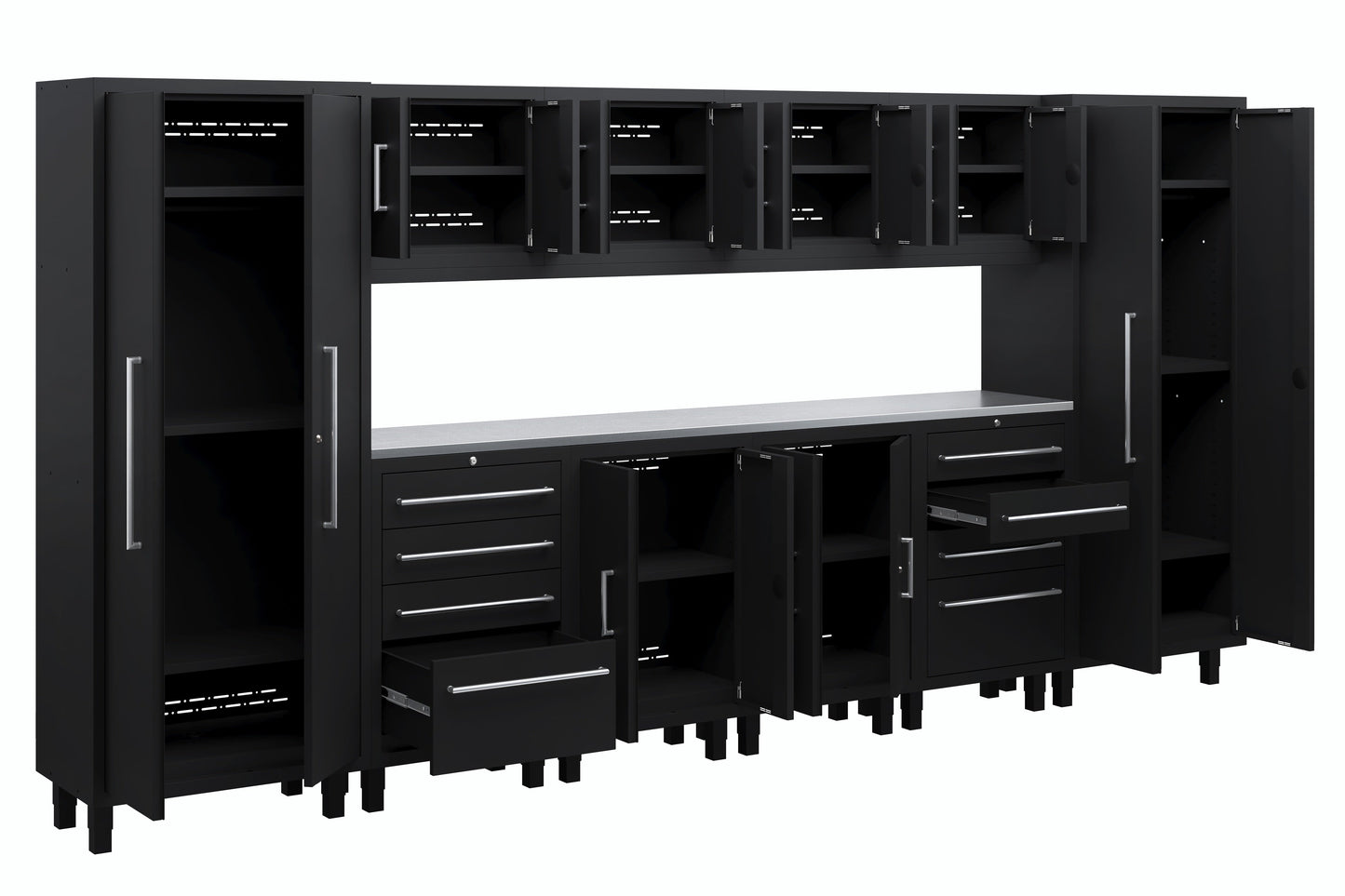 Core Plus Series 12pc Cabinet Set with Base, Tool Drawer, Wall Cabinets and 30" Lockers