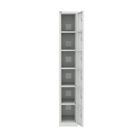 PH Series Premium Steel 6-Tier Lockers, Rear Ventilated, Name Plate Holder