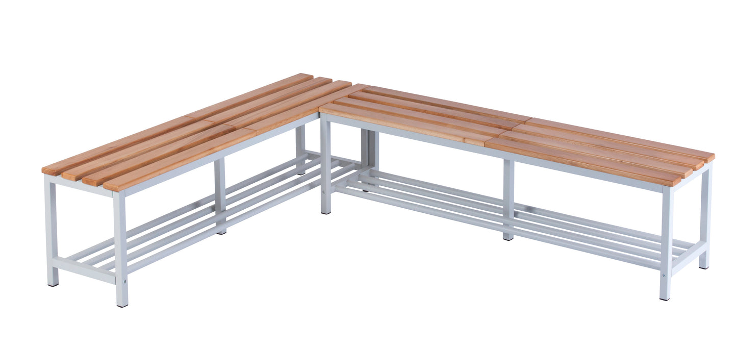 CB-CH Multipurpose Bench with Shoe Rack and varnished hornbeam slats - Light Gray (Flat Pack)