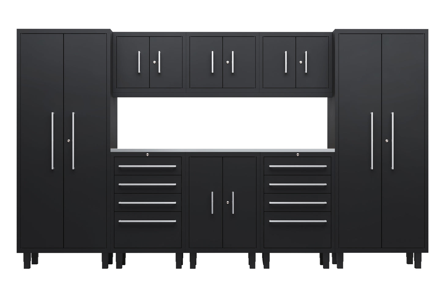 Core Plus Series 9pc Cabinet Set with Base, Tool Drawers, Wall Cabinets and 30" Lockers