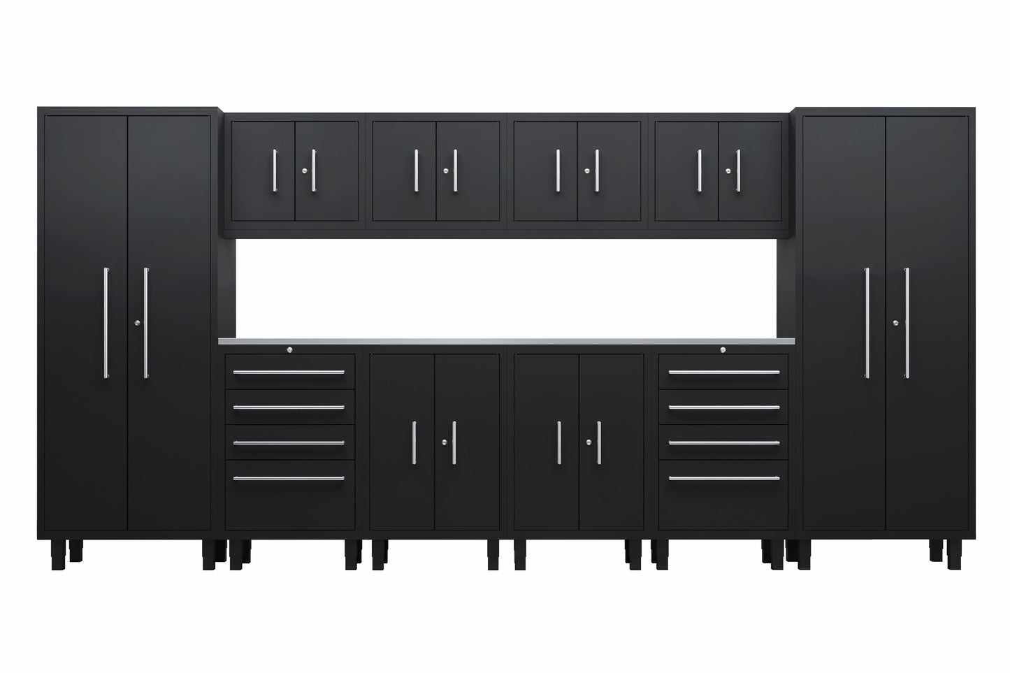 Core Plus Series 12pc Cabinet Set with Base, Tool Drawer, Wall Cabinets and 30" Lockers