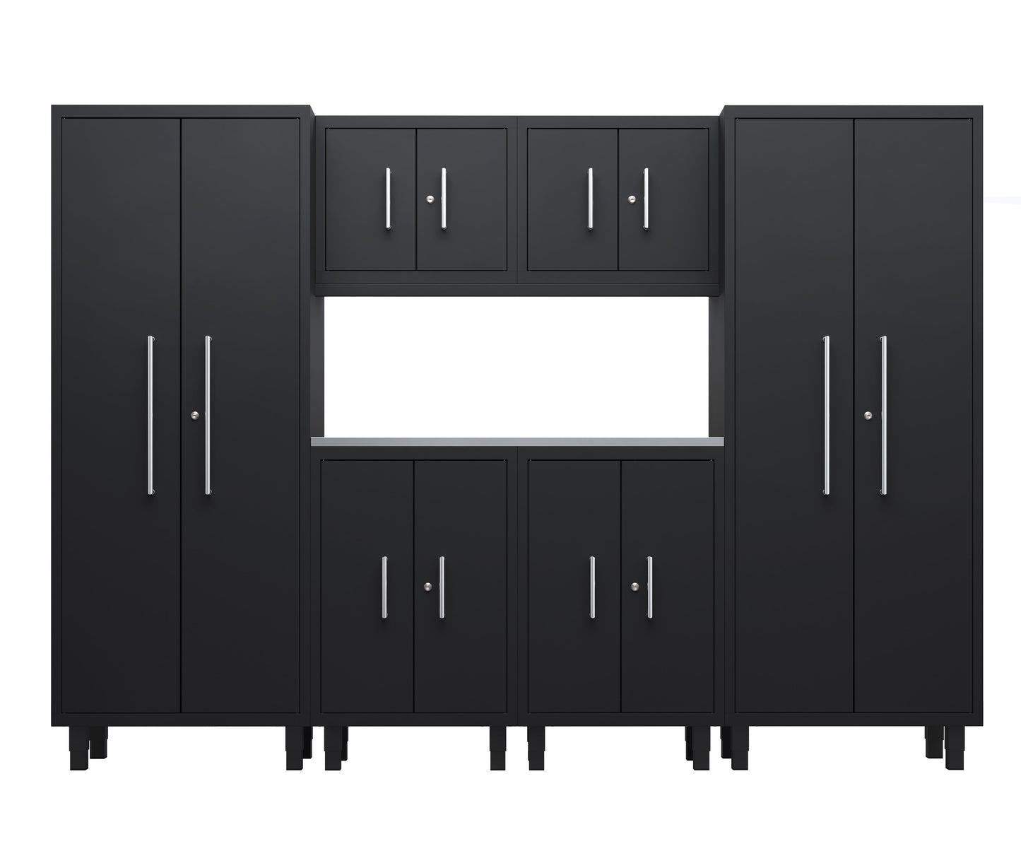 Core Plus Series 7pc Cabinet Set with Base, Wall Cabinets and 30" Lockers