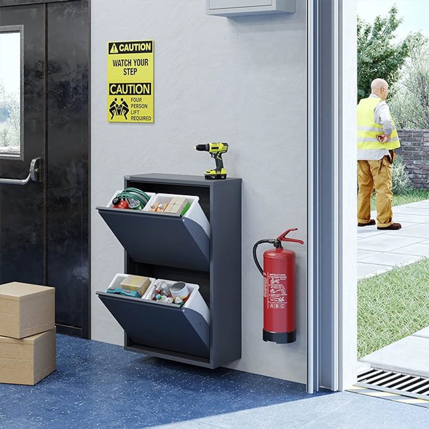 Metal Tilt-Out Storage Cabinet – 2-Tier Wall-Mount Organizer | 13” & 24” Width Options