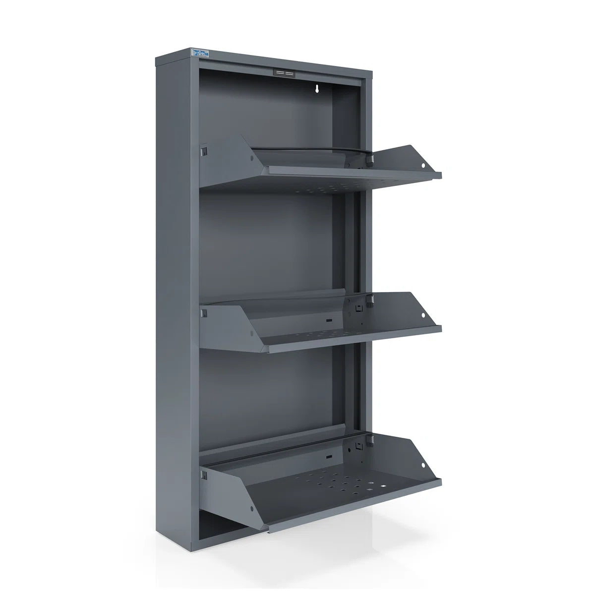 Antibacterial 3 Tier Metal Shoe Cabinet Front Holes