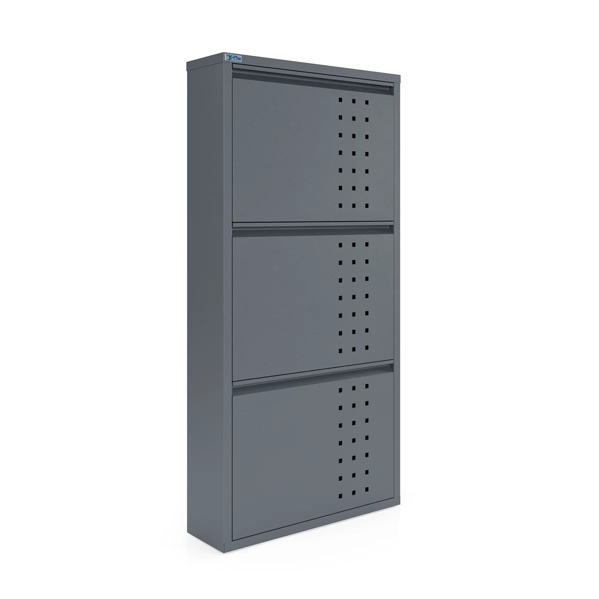 Antibacterial 3 Tier Metal Shoe Cabinet Front Holes