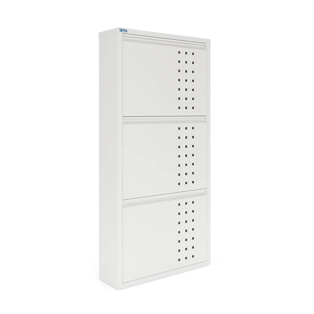 Antibacterial 3 Tier Metal Shoe Cabinet Front Holes
