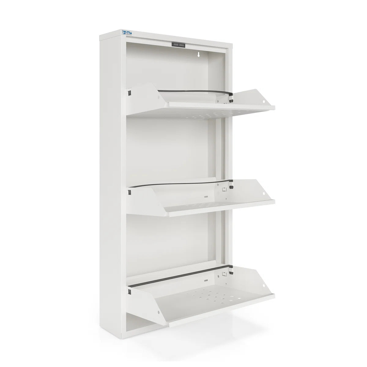 Antibacterial 3 Tier Metal Shoe Cabinet Front Holes