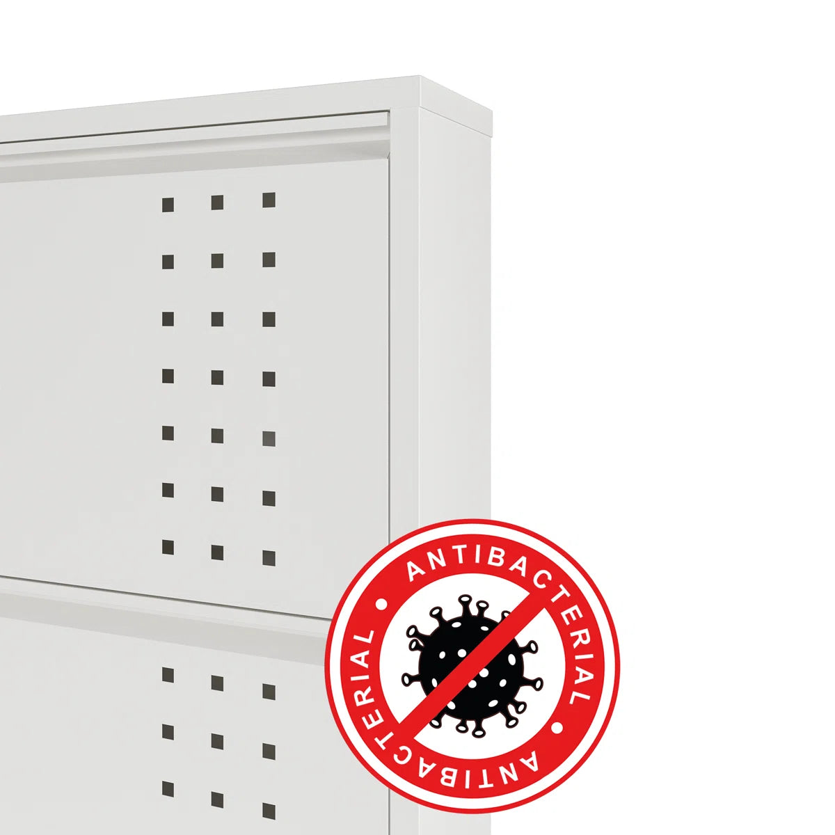 Antibacterial 3 Tier Metal Shoe Cabinet Front Holes