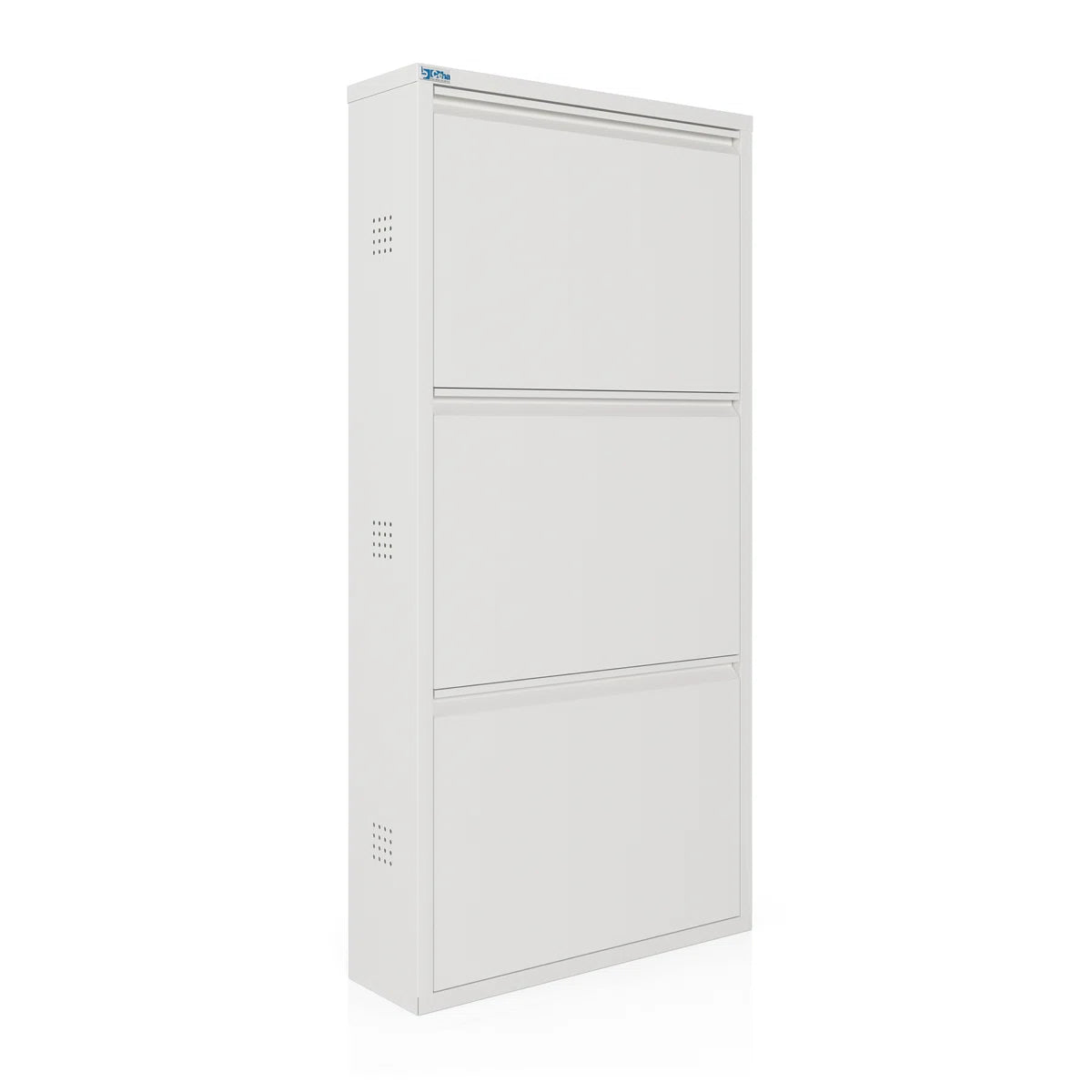 Antibacterial 3 Tier Metal Shoe Cabinet Side Holes