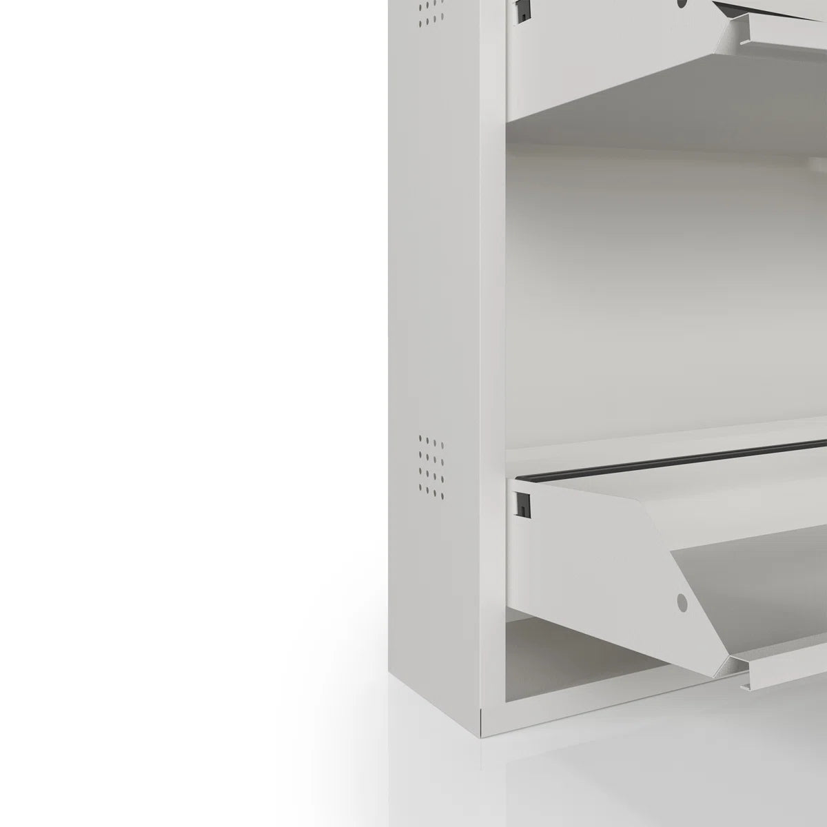 Antibacterial 3 Tier Metal Shoe Cabinet Side Holes