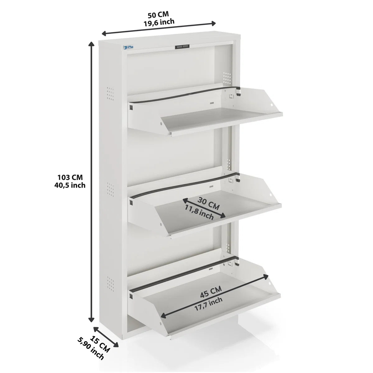 Antibacterial 3 Tier Metal Shoe Cabinet Side Holes