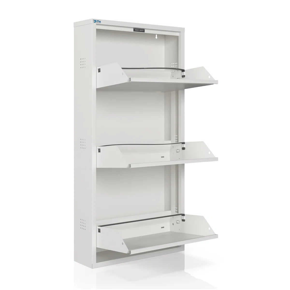 Antibacterial 3 Tier Metal Shoe Cabinet Side Holes