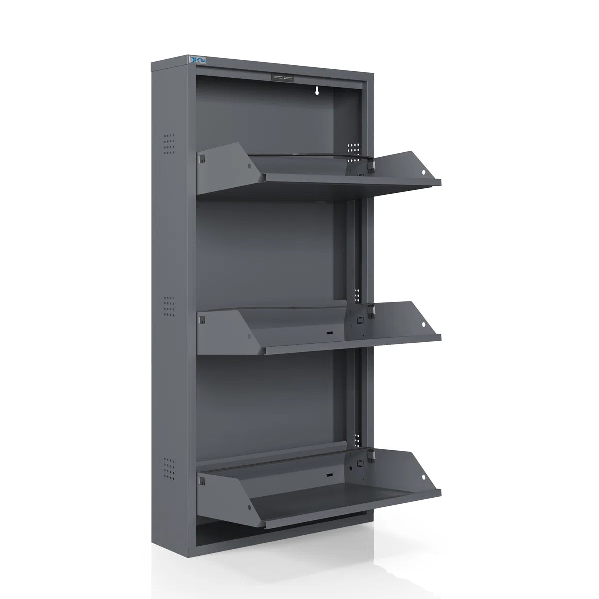 Antibacterial 3 Tier Metal Shoe Cabinet Side Holes