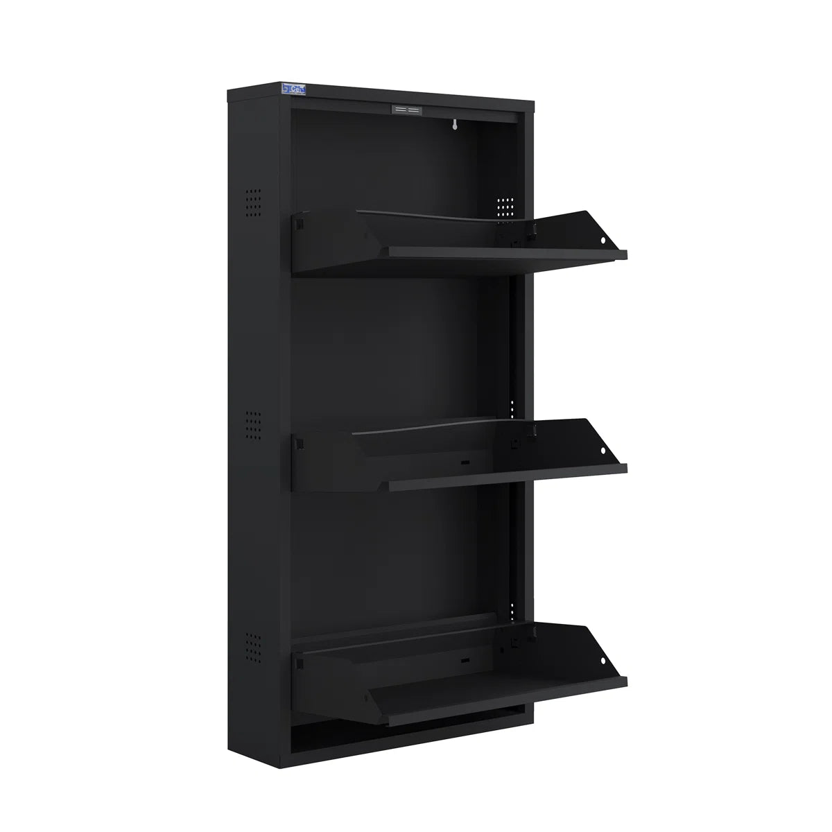 Antibacterial 3 Tier Metal Shoe Cabinet Side Holes
