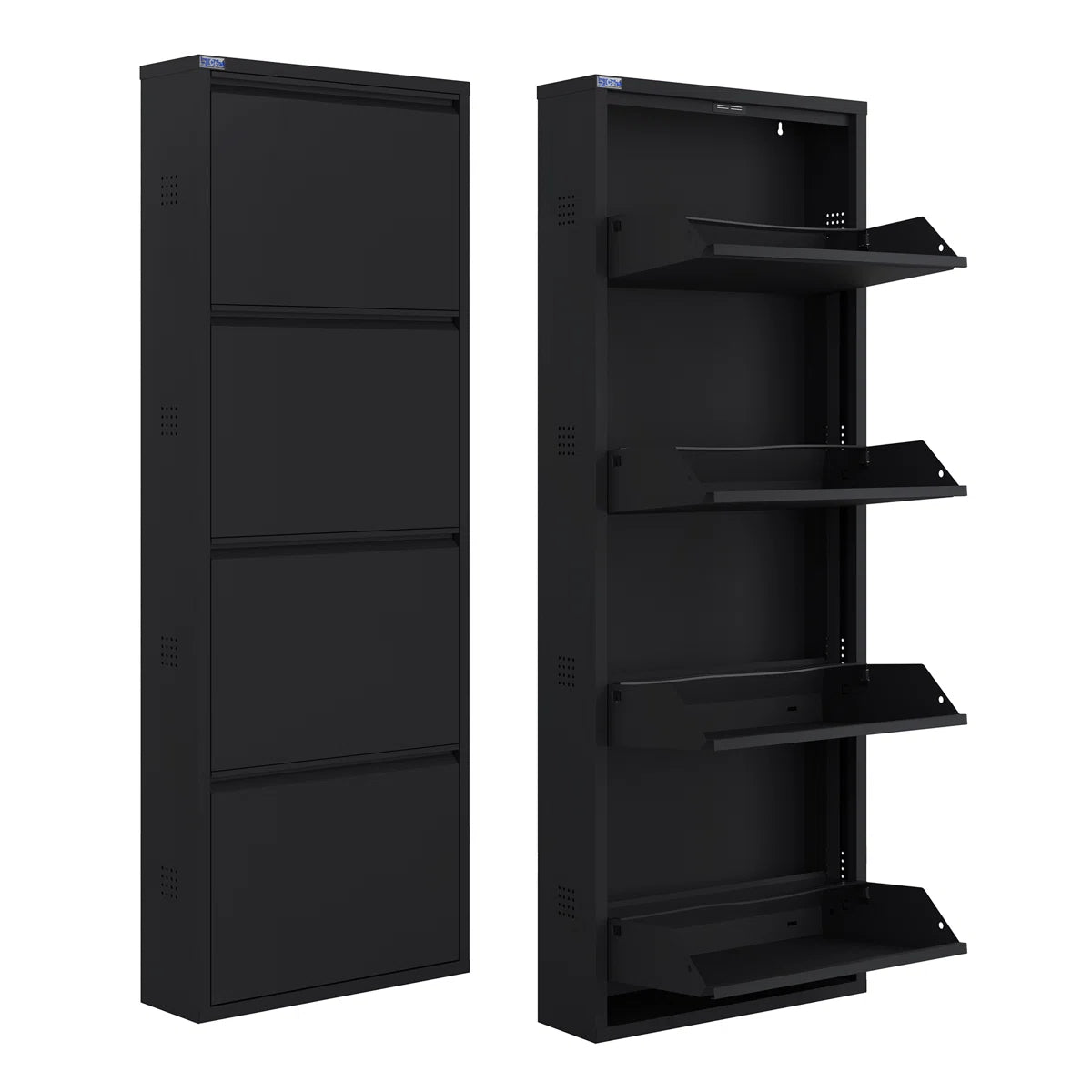 Antibacterial 4 Tier Metal Shoe Cabinet Side Holes