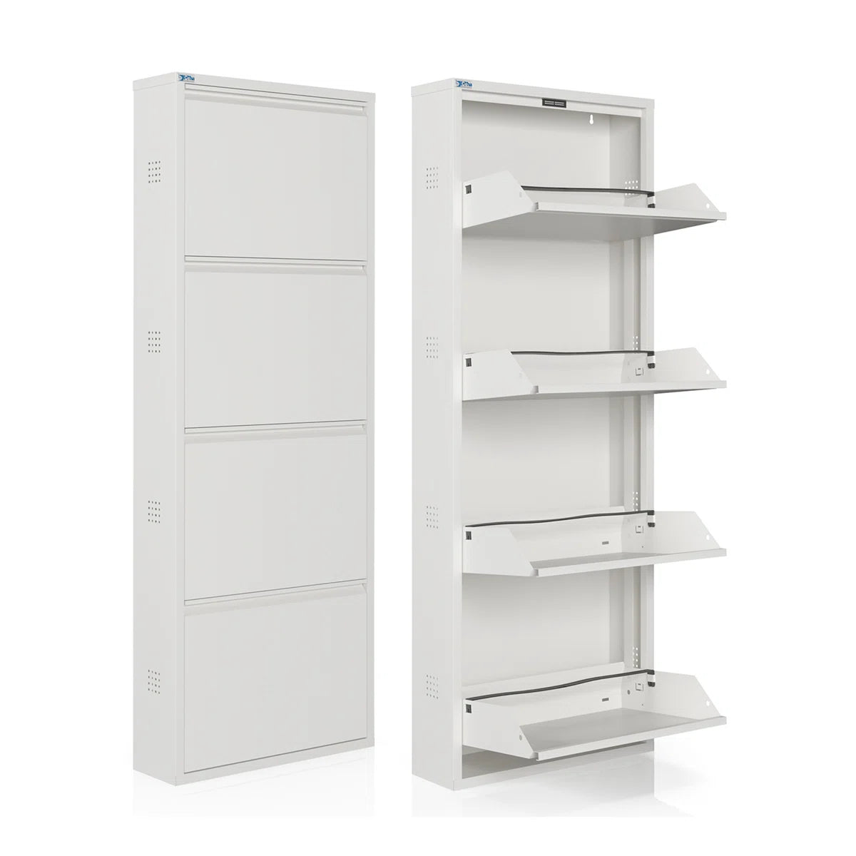 Antibacterial 4 Tier Metal Shoe Cabinet Side Holes