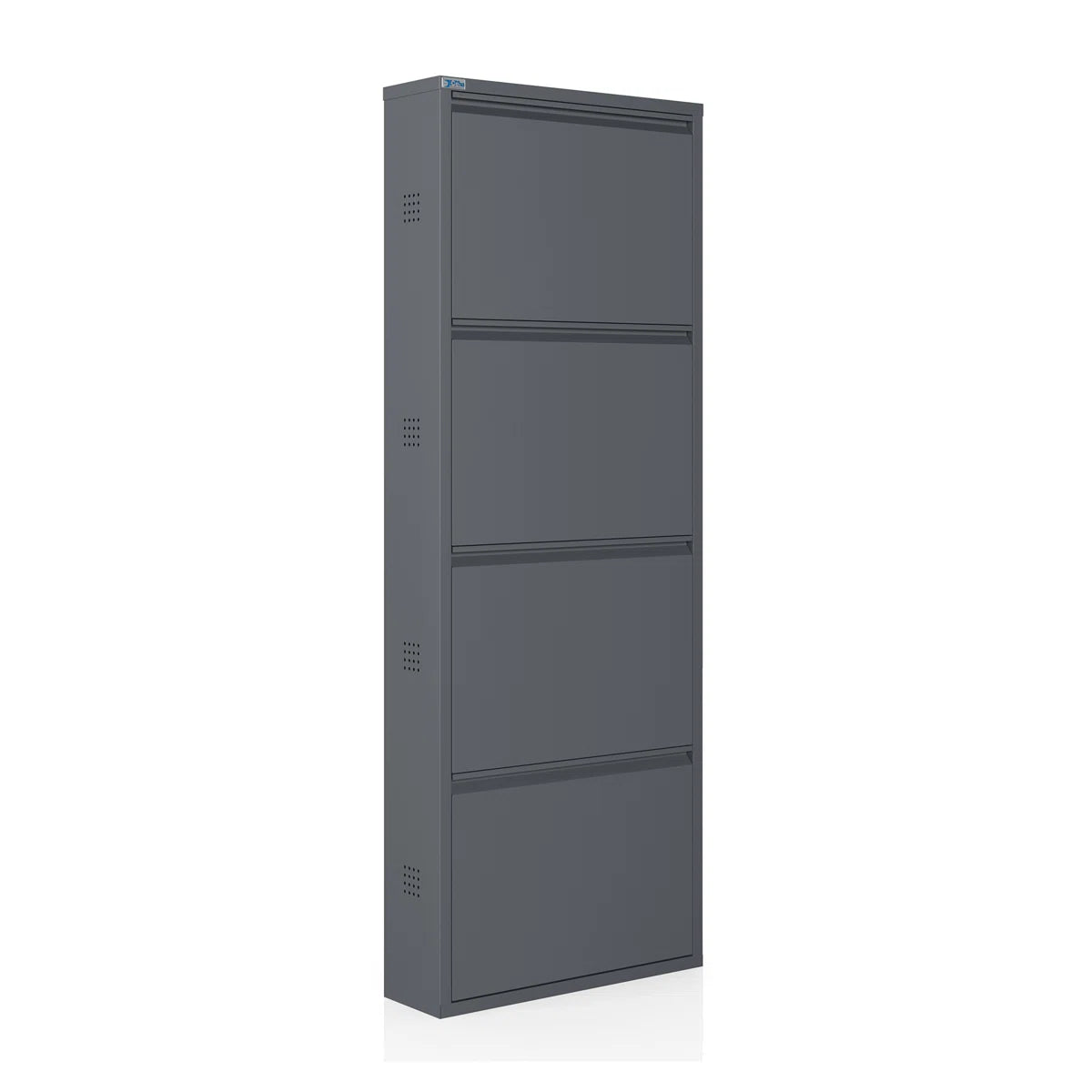 Antibacterial 4 Tier Metal Shoe Cabinet Side Holes