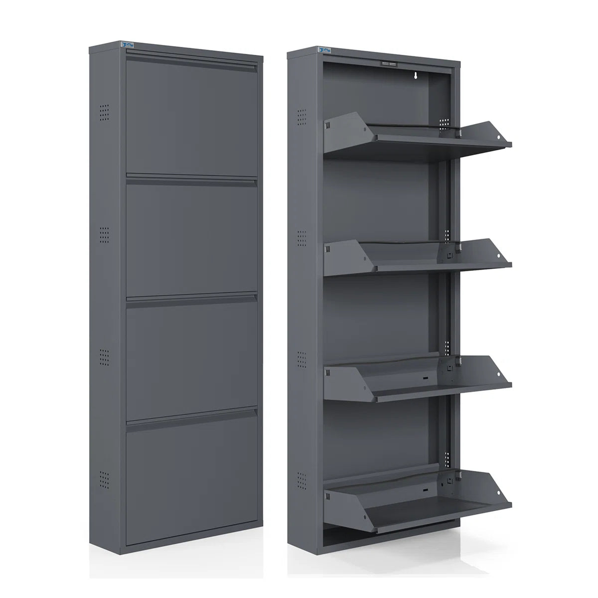 Antibacterial 4 Tier Metal Shoe Cabinet Side Holes