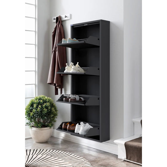 Antibacterial 4 Tier Metal Shoe Cabinet Without Holes