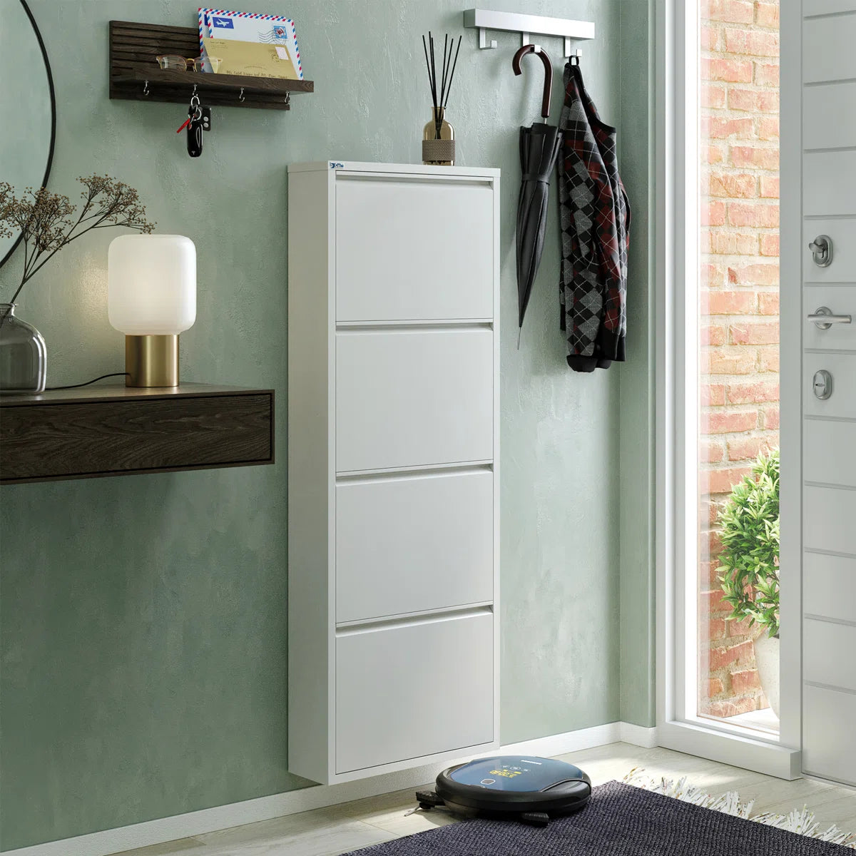 Antibacterial 4 Tier Metal Shoe Cabinet Without Holes