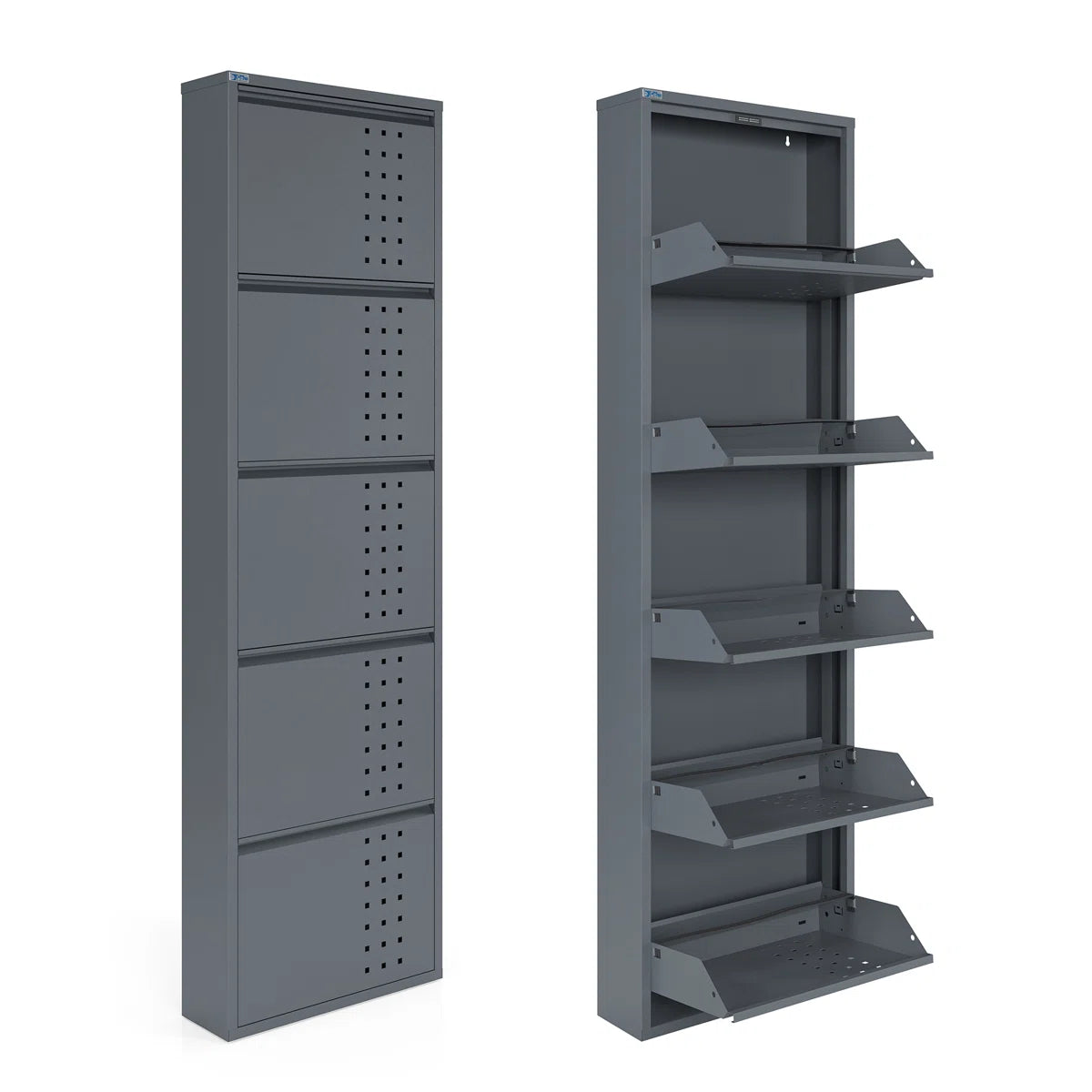 Antibacterial 5 Tier Metal Shoe Cabinet Front Holes