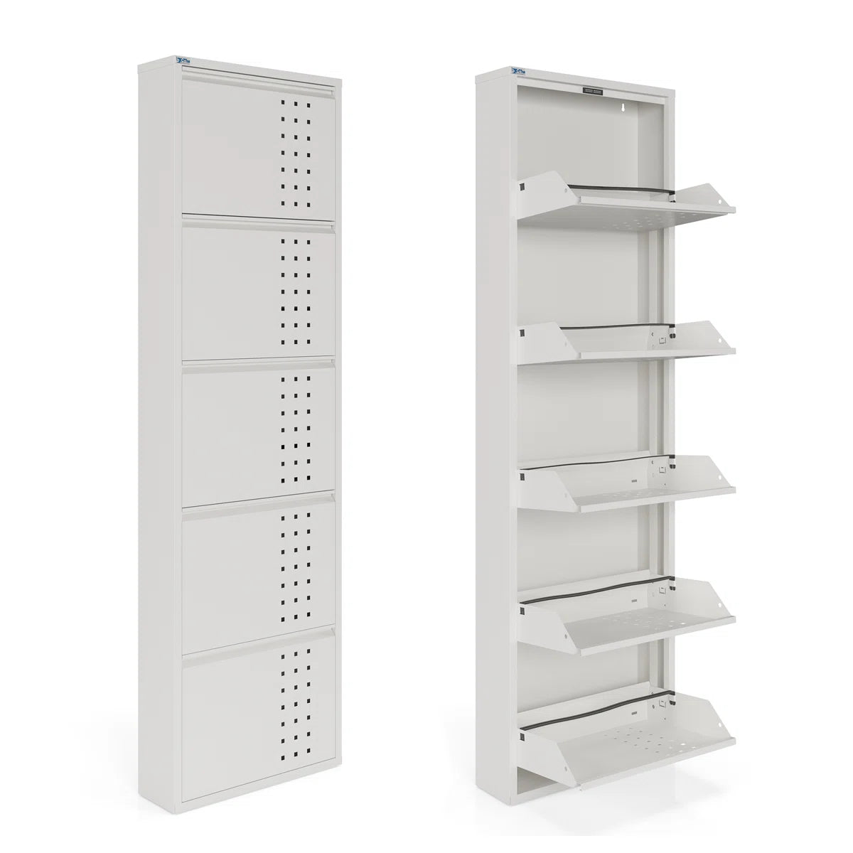 Antibacterial 5 Tier Metal Shoe Cabinet Front Holes