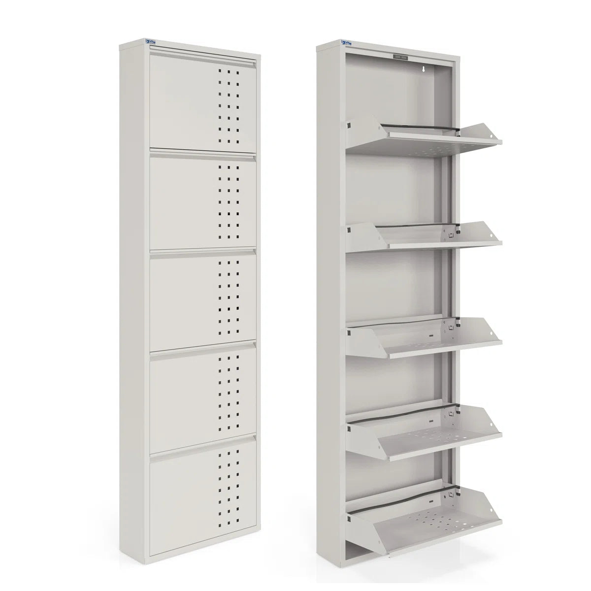 Antibacterial 5 Tier Metal Shoe Cabinet Front Holes