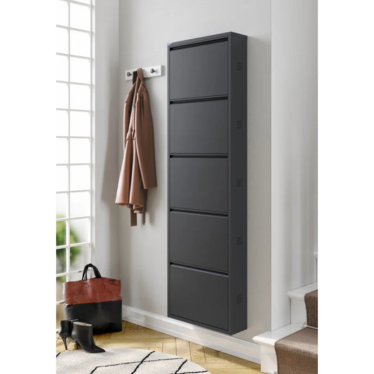 Antibacterial 5 Tier Metal Shoe Cabinet Side Holes