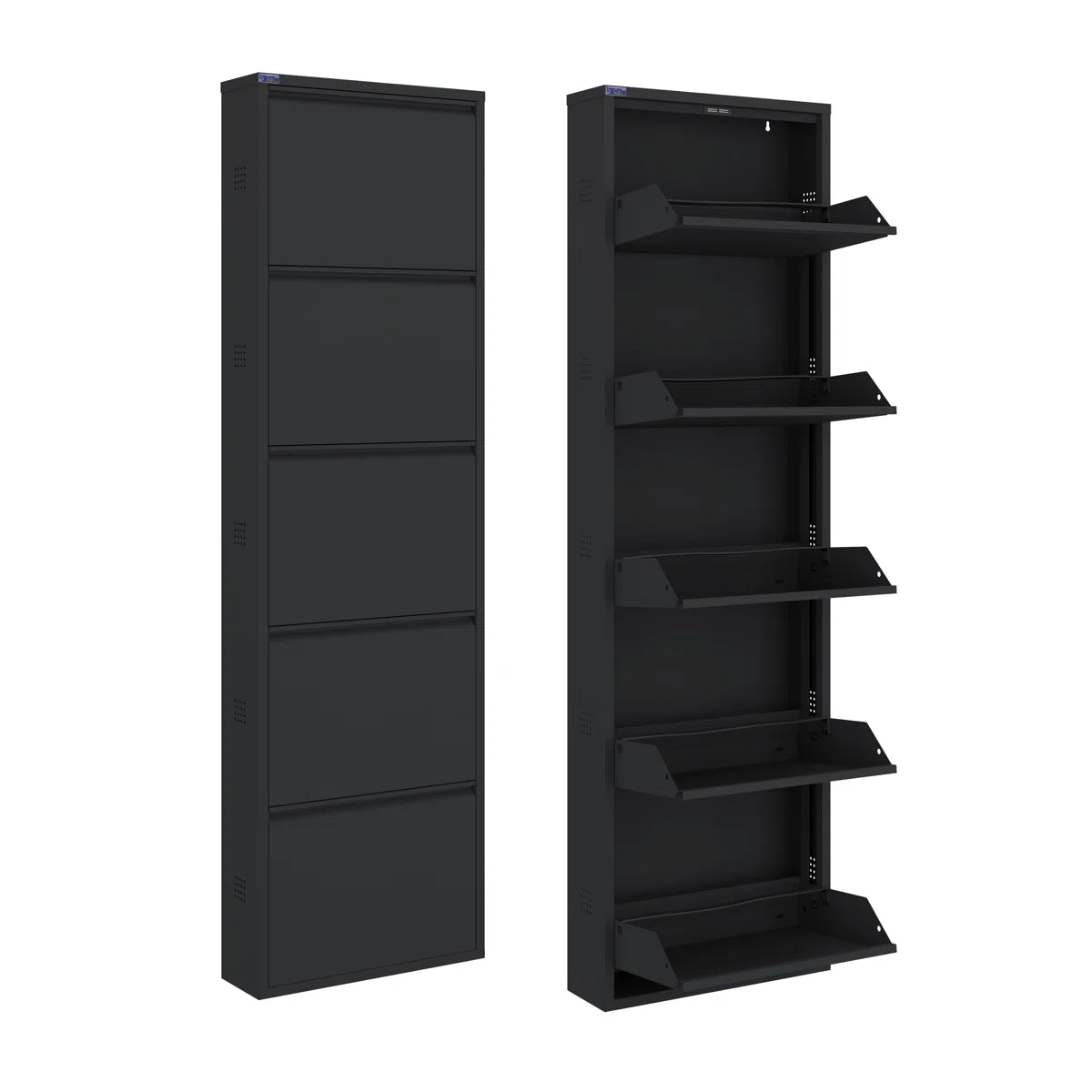 Antibacterial 5 Tier Metal Shoe Cabinet Side Holes