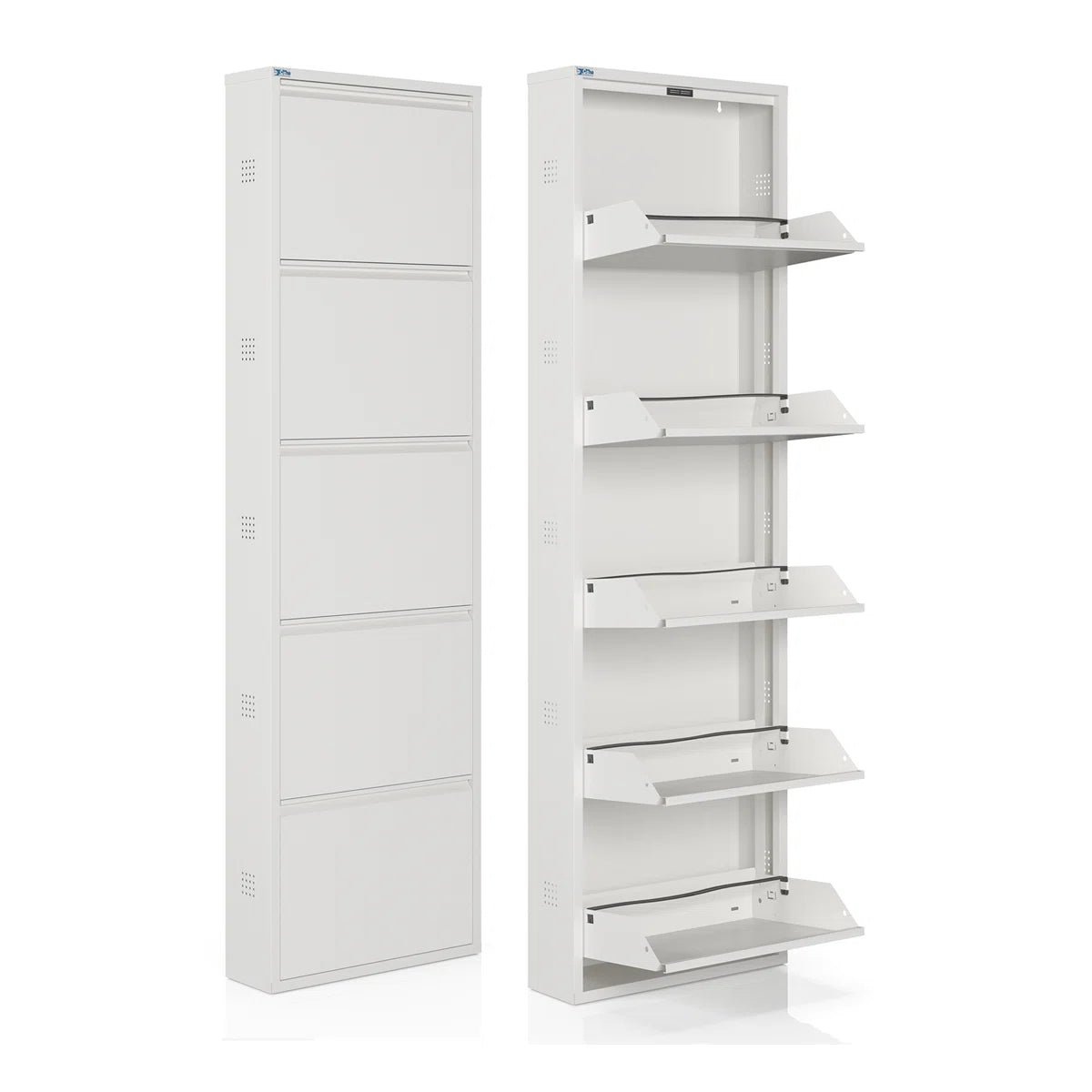 Antibacterial 5 Tier Metal Shoe Cabinet Side Holes