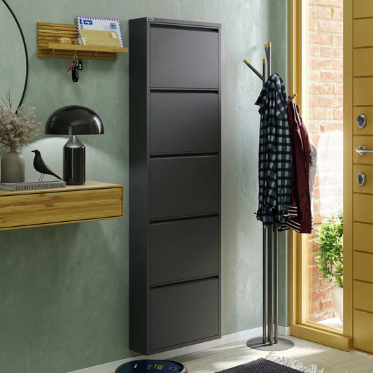 Antibacterial 5 Tier Metal Shoe Cabinet Without Holes